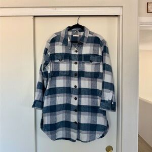 Maurices Blue and White Checkered Shacket